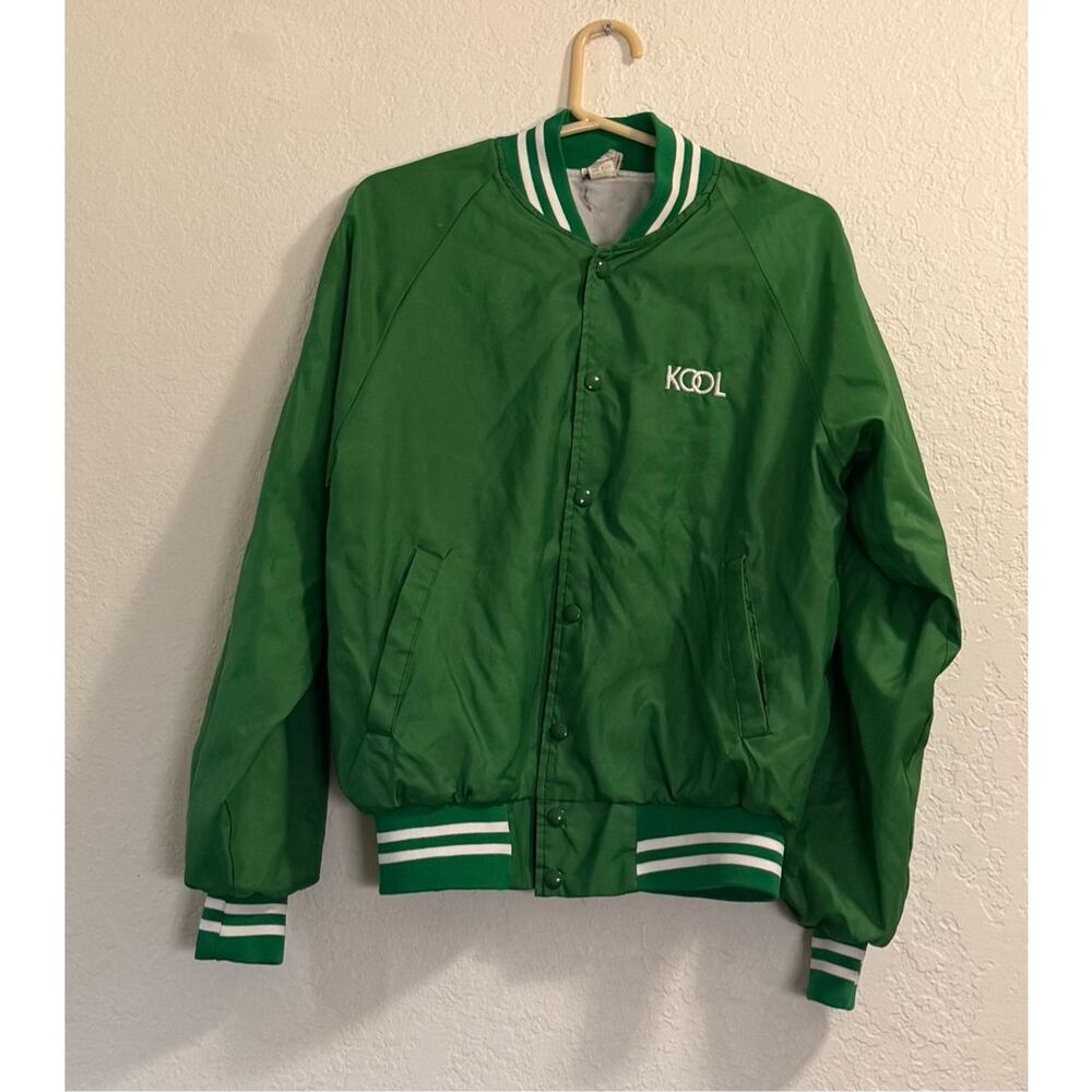 Vintage Kool green satin button down jacket sz‎ M